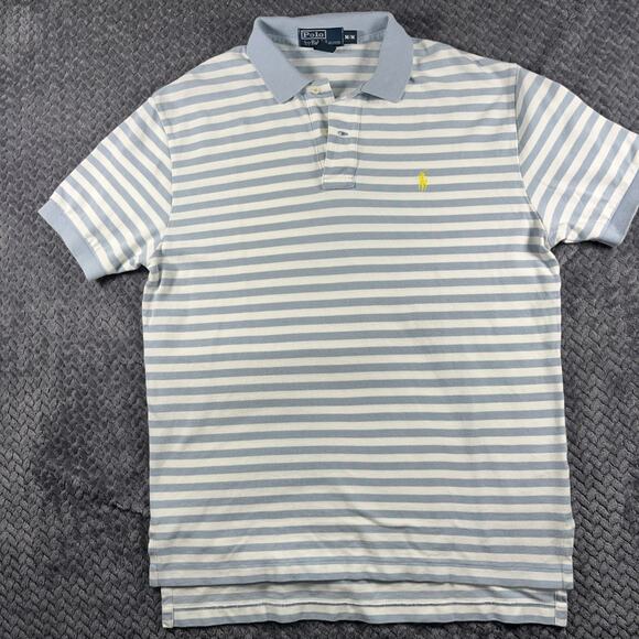 Polo by Ralph Lauren Shirt Mens Medium Striped Polo Preppy Short Sleeve Blue Wt - Picture 1 of 7